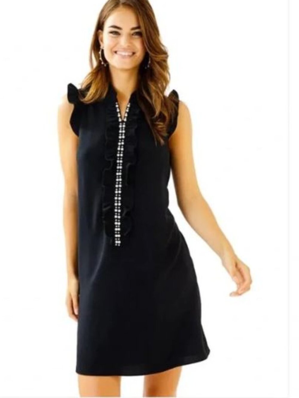 Lilly Pulitzer Adalee Shift Dress Onyx Black Pearl Embellishment Size 8 NWT